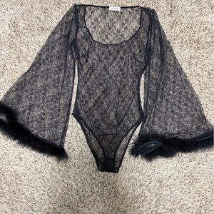 Agent Provocateur Black Sheer Lace Bodysuit